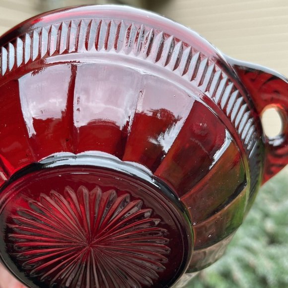 4 Anchor Hocking Coronation Royal Ruby Red 4 1/2” Handled Berry Dessert Bowls - Picture 6 of 6